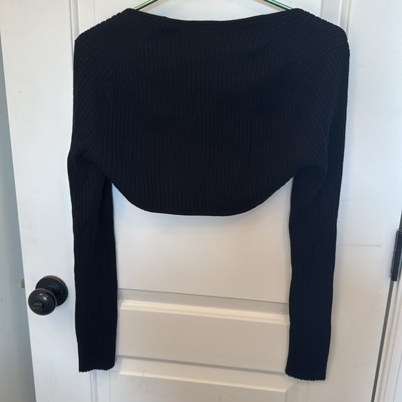 MAEVE ANTHROPOLOGIE BLACK RIBBED SWEATER SHRUG MEDIUM - Picture 8 of 8
